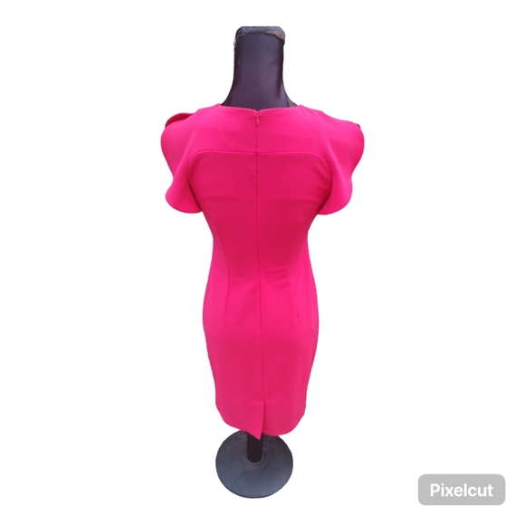 VINCE CAMUTO Fuschia Flutter Sleeve Midi Sheath Dress Size S - Picture 3 of 6